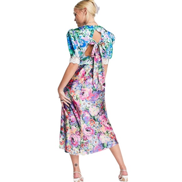 ASOS Floral Midi Dress with Bow Detail - Picture 2 of 10